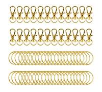 BigKego 60 Piezas Ganchos Giratorios de con Llaveros Mosquetones Llaveros Anillos Llaveros 25mm con Mosquetón Pequeños Ganchos con Articulación Giratoria para Bolsos Llaveros Manualidades (Oro)