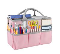 BigKing Bolsa Tote Organizadora para Artistas, de Tela Oxford, con Múltiples Bolsillos, Organizador de Bolsa de Mano para Material de Oficina, Libros de Dibujo, Cuaderno, Pinceles (Sin Cubierta) (Rosa