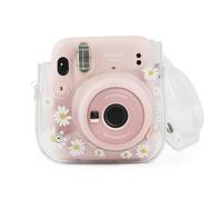 BigKing Bolso de la cámara transparente de PVC, bolso bandolera de moda de la cámara, diseño de margarita, con correa ajustable, adecuado para cámaras Mini11/9/8 instantáneas, Margarita Transparente,