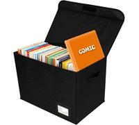 BigKing Caja de almacenamiento plegable con asa, 40 x 20 x 30 cm, resistente para 150 - 180 cómics novelas gráficas, libros, archivos, caja de cómic plegable (negro)
