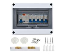 BigKing Caja de distribución impermeable de 8 vías IP65 e interruptor automático, incluye 1P+N63 6 6 10 20 32A, Tipo AC 63A/30mA FI RCD