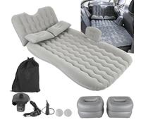 BigKing Colchón de Aire Inflable para automóvil, Cama Flotante para Cama de automóvil, portátil, Gris, Universal, 12 V, con Almohada para reposacabezas, para Viajes, campamentos, Aventuras