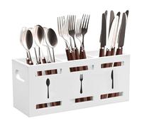 BigKing Escurridor de cubiertos de madera, portacubiertos de mesa con orificio de ventilación, 3 compartimentos escurrecubiertos de cocina, porta utensilios para guardar palillos, cuchillos, tenedores