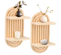 BigKing - Estantes de madera para decoración de pared, Boho decoración de pared, estante flotante de pared para colocar plantas, fotos, libros, fotos y colecciones (Oval maton)