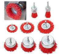 BigKing Juego de 8 cepillos de taladro para madera de nailon, cepillos surtidos para taladro, 5 tamaños, cepillo para taladro para eliminar óxido, corrosión y pintura