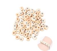 BigKing Letras de madera, 100 piezas DIY inglés cuadrado letras del alfabeto de madera cuentas suministros para hacer joyas 10x10mm