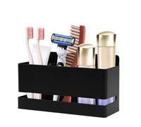 BigKing Organizador de baño de Pared, estantería baño de Aluminio Espacial, con 3 Compartimentos, 16,5 x 6,7 x 9,8 cm, Dos métodos de instalación (sin perforación, perforación), para portacepillos