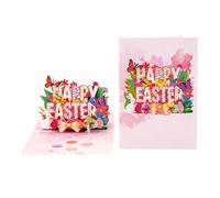 Biglietto Di Pasqua Pop-Up 3D - Cartolina Di Auguri Pasquali | Biglietto Happy Easter 21 Cm, Design Coniglio E Uova Fatto A Mano, Carta Premium Ricordo Per Moglie, Mamma, Papà E Amici