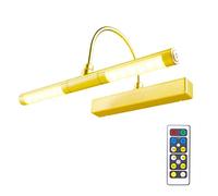 BIGLIGHT Aplique Pared Baño, Luz de Pintar con Mando a Distancia, Brazo Oscilante Regulable de 180°, Marco para Interior, Pantalla LED para Cuadros y Obras de Arte - ORO
