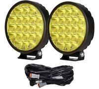 BIGLION.X 6" 210W ámbar Spot Redondo LED Luz de Trabajo Bar 32000LM Off Road Luces Antiniebla Conducción Barra de Techo Faro Trabajo LED Focos de Coche Parachoques para Off Road SUV Barco Lamp
