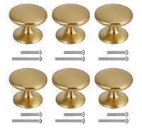 BIGLUFU Pomo para Armario Redondo, Tirador Cajón Puerta Dorados, Perillas de Acero Inoxidable de Gabinete, Paquete de 6, 27 * 22.5mm