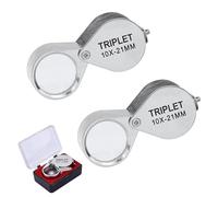 Biglumin 2pcs Lupa,10x Lupa de Bolsillo, Lupa relojero, Lupas de Gran Aumento Joyeria, Lupa de Joyero Profesional Cabeza Plegable Lupa Joyero Caja Lupa Plegable Pequeña Pequeña de Bolsillo para (10x)