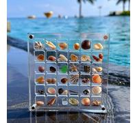 Biglumin Caja de acrílico - Acrylic Magnetic Seashell Display Box de 36 Rejillas, Vitrina expositora para Colecciones, Caja de Almacenamiento de Conchas Exhibición Box. (Transparente)