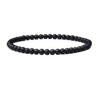 Biglumin Pulsera de Turmalina Negra y Obsidiana 4mm - Piedras Preciosas de la Suerte Con Perlas, Joyería de Moda para Mejores Amigos, Familiares, Colegas
