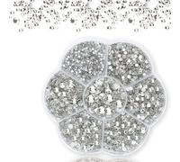 Biglumin Strass termoadhesivo - 2000 PCS Diamantes para manualidades Cuentas para planchar Piedras de cristal decoracion7 Tamaños 0.15-0.48 cm para Ropa, Zapatos, Manualidades, Regalos. (Blanco)