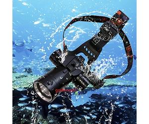 Bigmachine Linterna de Aluminio Recargable Impermeable para Buceo, natación, Senderismo, Camping, Caza, Pesca, Linterna Frontal submarina de 1800 lúmenes