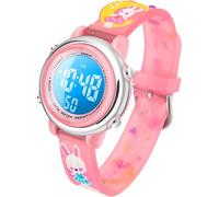 Bigmeda Reloj para bebé, Reloj Educativo con manecillas para bebés, Esfera Multicolor, fácil de Leer para niños.Reloj con Correa de Silicona de Dibujos Animados en 3D (Luna)