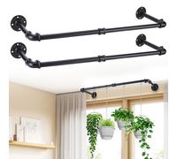 Bigmeta Colgador de Plantas para Interiores, Soporte de Plantas Colgante de Carga Fuerte, estantes de Plantas de Ventana, Barra de Metal Negro para decoración de Techo de Pared, 2 Piezas (Cadena de
