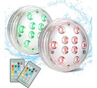 BIGMONAT LED Wasserdichte Tauchfernbedienungsleuchte Aquarium Saugnapf Fischtank Basisleuchte Schwimmbad Licht 12-farbige Unterwasserbadewanne Duschleuchte 2-Sätze