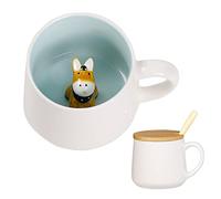 BigNoseDeer Bonita taza de café de cerámica de burro, divertida taza con animales de dibujos animados 3D en el interior, regalos novedosos para mujeres, 11 onzas (burro)