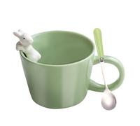 BigNoseDeer Lindas tazas de conejo de Pascua con conejo 3D en el interior, taza de café de cerámica Kawaii con cuchara, bonitos regalos de Pascua, regalos de broma para mujeres, regalos de elefante