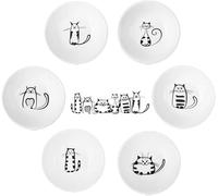 BigNoseDeer Plato de salsa de Cerámica estupendo lindo del Gato, condimentos, Tazón de fuente de la soja del sushi, Porcelana maullido Pequeño platillo (Conjunto de 6)