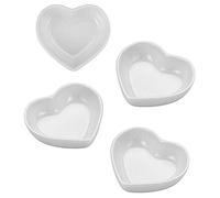 BigNoseDeer Plato de salsa de cerámica, Forma de corazón lindo pequeños tazones, Mini plato de aderezo, Platos para servir aperitivos, Juego de pequeños platos de porcelana Love (juego de 4)