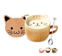 BigNoseDeer Regalos para mujeres, lindo gato kawaii, taza divertida, tazas de café con tapa, tazas de café para amantes de los gatos, mujeres, niñas, niños, Navidad, regalo de cumpleaños
