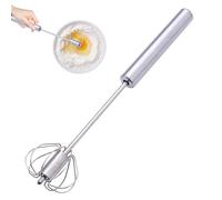 Bigot de huevo de acero inoxidable: de huevos, batimiento de utensilios para batir mini batidor | Acero inoxidable semiautomático, licuadora de whissk giratoria de empuje a mano, hornear, batir