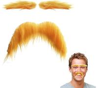 Bigote amarillo, divertida barba falsa para cejas y barba, accesorios para fotos, cosplay, bigote falso para Navidad, Halloween, vacaciones, cumpleaños (A)