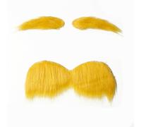 Bigote amarillo, divertida barba falsa para cejas y barba, accesorios para fotos, cosplay, bigote falso para Navidad, Halloween, vacaciones, cumpleaños (B)