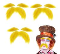 Bigote Amarillo y Cejas,3 Pcs Amarillo Bigotes Postizos Falsos y Cejas Falsas Barbas y Cejas Regalos Divertidos de Fiesta para Hombres y Mujeres