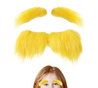 Bigote Naranja - Set de Cejas Autoadhesivas, Accesorio para Disfraces | Fiesta Cosplay Facial vestido accesorio para Navidad Halloween teatro actuación disfraz adulto