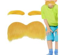 Bigote naranja y cejas - bigote artificial autoadhesivo para disfraz de comedia amarilla para fiestas | Divertidos artículos de vacaciones para Navidad, fuegos de otoño, cosplay, escenario