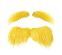 Bigote naranja y cejas - bigote artificial autoadhesivo para disfraz de comedia amarilla para fiestas | Divertidos artículos de vacaciones para Navidad, fuegos de otoño, cosplay, escenario