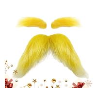 Bigote Rubio - Accesorios Autoadhesivos Divertidos Para Disfraces,Barba Falsa de Navidad - Para Viajes Hogueras Eventos Fiesta de Halloween Actuación en Escenario Festival Vacaciones Jardín
