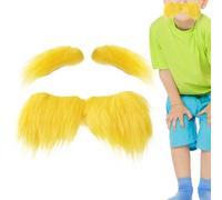 Bigote Rubio,Accesorios De Disfraz Autoadhesivos Divertidos - Barba Falsa de Navidad - Para Fiestas De Vacaciones Suministros Eventos De Otoño Cosplay Maquillaje Escenario Festival Jardín