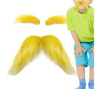 Bigote Rubio - Accesorios De Disfraz Autoadhesivos Divertidos,Disfraz De Bigote Navideño | Para Viajes Hogueras Eventos Fiesta de Halloween Actuación en Escenario Festival Vacaciones Jardín