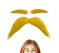Bigote Rubio | Accesorios Divertidos Autoadhesivos Para Fiestas - Bigote y Cejas de Navidad,para Fiesta de Halloween, Eventos de Vacaciones, Viajes de Otoño, Personajes y Actuaciones