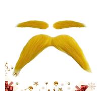 Bigote rubio, disfraz de bigote de Navidad, divertidos suministros de fiesta autoadhesivos para vacaciones, otoño, hoguera, eventos, personajes, cosplay, maquillaje, fiesta, escenario, festival