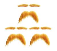 Bigote Y Cejas Amarillas, Paquete de 3 Bigote Y Cejas Amarillas Falsas Adhesivas, Barba Falsa Autoadhesiva para Fiestas, Accesorios Fotográficos De Halloween para Representaciones Teatrales Fiestas