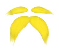 Bigote Y Cejas Amarillos, Accesorios De Cosplay Falsos De Halloween para Adultos, Hombres Mujeres, Conjunto De Cejas De Barba Bigote De Fiesta Novedoso, Accesorios De Disfraces Divertidos para SES