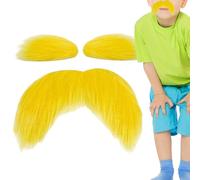 Bigote Y Cejas Amarillos Falsos: Conjunto De Disfraces Autoadhesivos Para Navidad, Fiestas Navideñas, Hogueras De Otoño Y Eventos Escénicos | Accesorio De Bigote Falso Para Cosplay, Maquilla