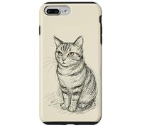 Bigotes felinos sentados con Forma de Gato atigrado Golden Eyes Carcasa para iPhone 7 Plus/8 Plus