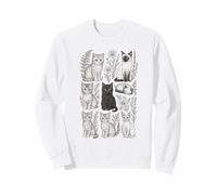 Bigotes y Flores Silvestres Gatos Vintage Tattoo Style Art Sudadera