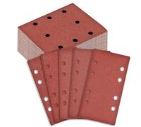 BIGP 100 Piezas Hojas de Lija Papel de Lija Rectangular, Lijas para Lijadora, grano 40/60/80/120/240, 8 agujeros, para lijadora orbital, ideal para lijar/pulir/madera (80x133mm)