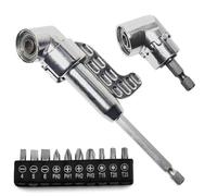 BIGP Adaptador de llave angular de 105 °, herramienta de esquina con punta de tornillo multifunción, vástago hexagonal de 1/4 pulgadas para trabajadores de la construcción (largo + corto)