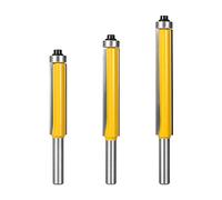 BIGP Juego de 3 fresas de enrasado de 8 mm de vástago, con rodamientos de bola y agujeros de purga, fresas rectas extra largas para tallado de madera