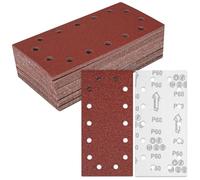 BIGP Juego de 50 hojas de lija (230 x 115 mm) - Hojas de lija con velcro para lijadora orbital con 14 agujeros - grano K40/K60/K80/K120/K240 (10 hojas cada uno) (Grano 60)