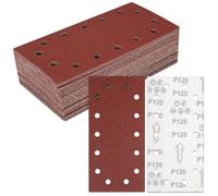 BIGP Juego de 50 hojas de lija (230 x 115 mm) - Hojas de lija con velcro para lijadora orbital con 14 agujeros - grano K40/K60/K80/K120/K240 (10 hojas cada uno) (Grano 120)